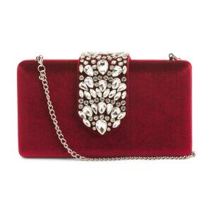 ALESSIA BIANCHI Velvet Minaudiere With Crystal Clasp